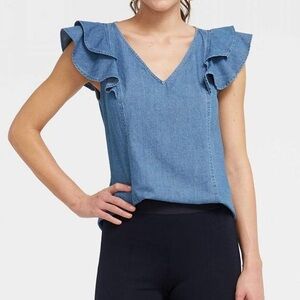 Draper James V-Neck Ruffle Sleeve Tank. Size 8.